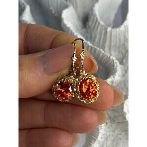 925 Sterling Silver Gold Plated Mandarine Garnet Earrings